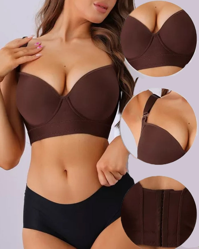[Pack de 2] Sujetador Push Up de Alta Compresión con Copas Completas - Negro y Marrón