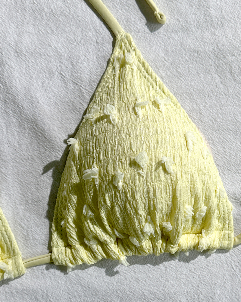 Conjunto de Bikini Halter Sólido Minimalista con Shorts