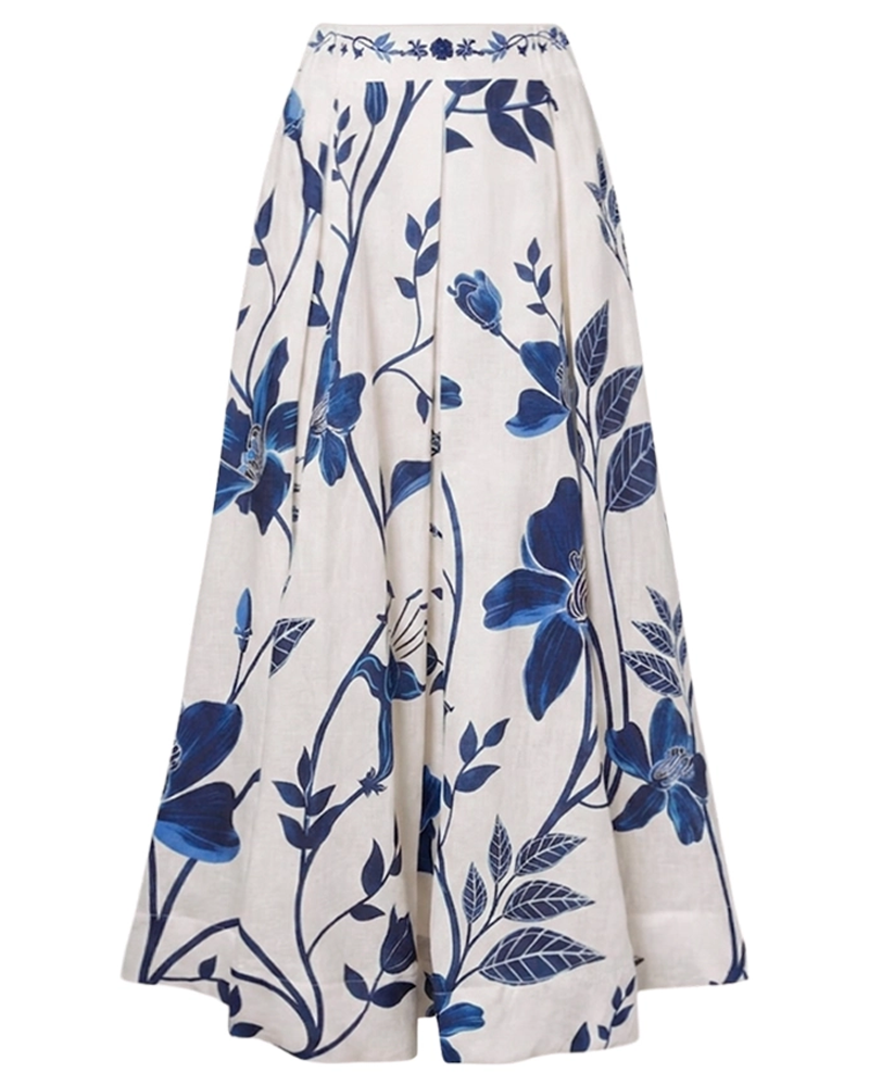 Conjunto de Bañador con Tirantes Ajustables en Diseño Floral Azul y Blanco