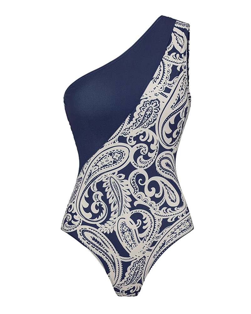 Conjunto de Baño Sexy con Estampado Paisley en Azul