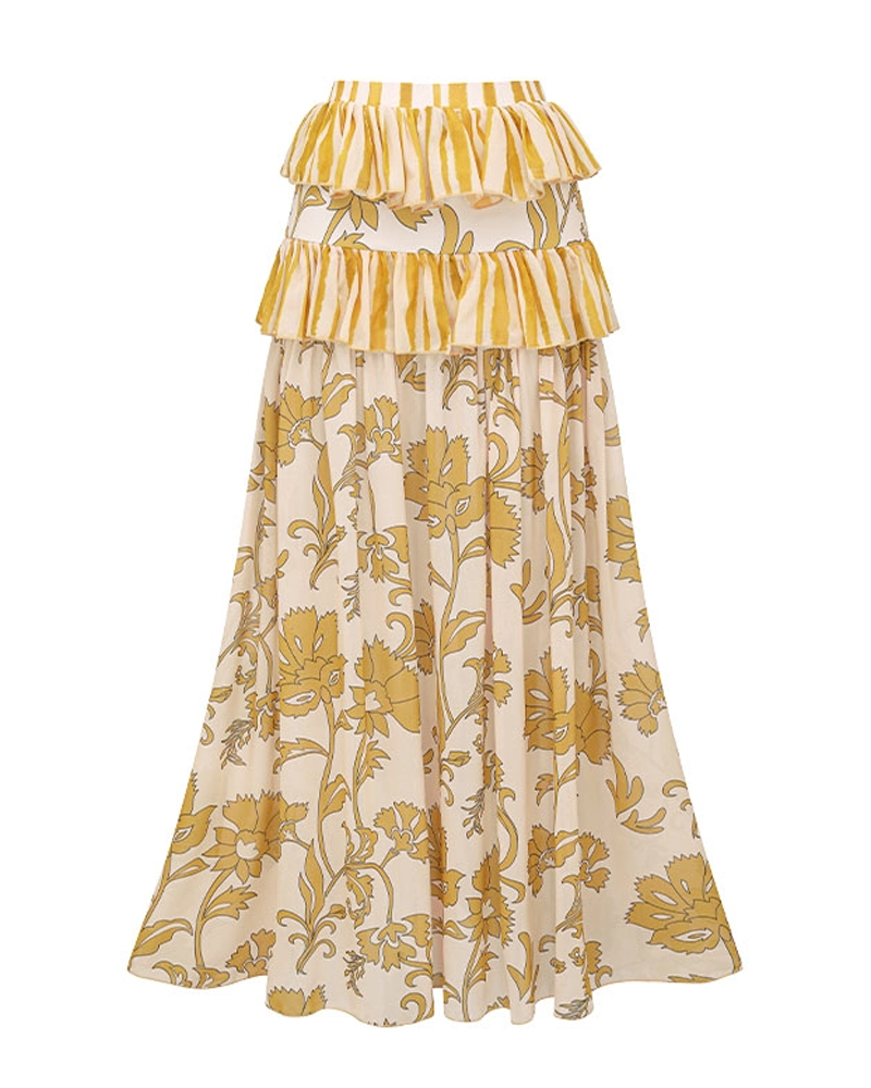 Conjunto de Baño Estampado en Amarillo Limón con Diseño Halter