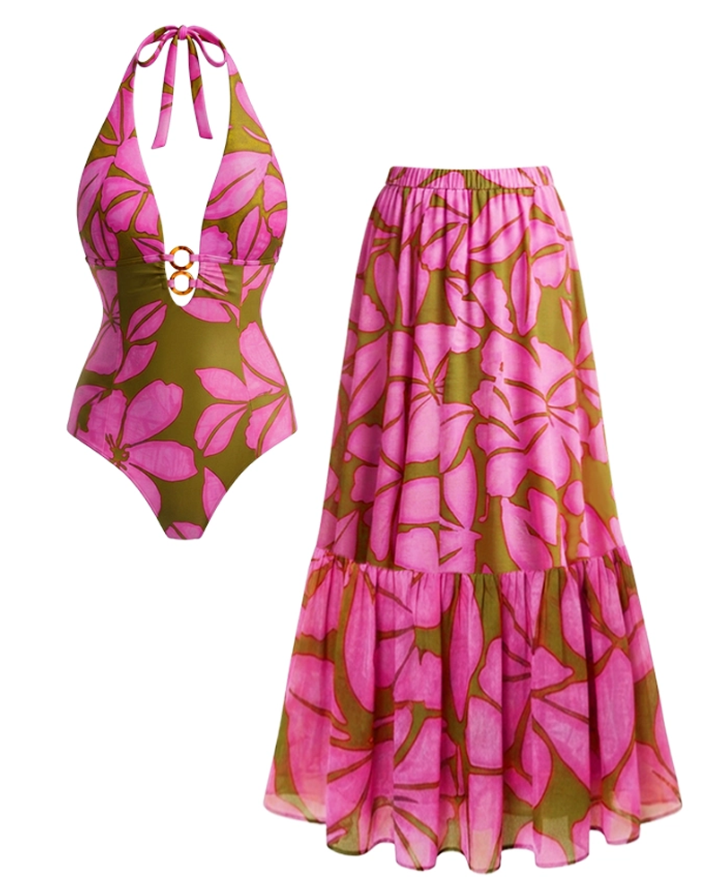Conjunto de Ba swimsuit con Tirantes Removibles y Diseño Colorblock