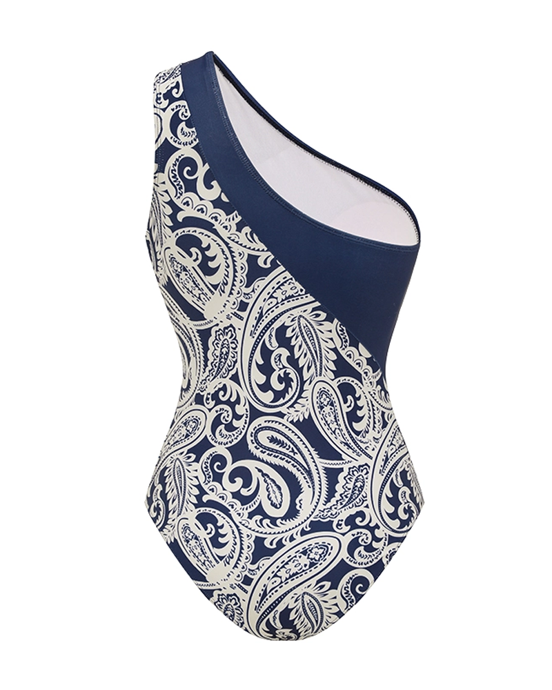 Conjunto de Baño Sexy con Estampado Paisley en Azul