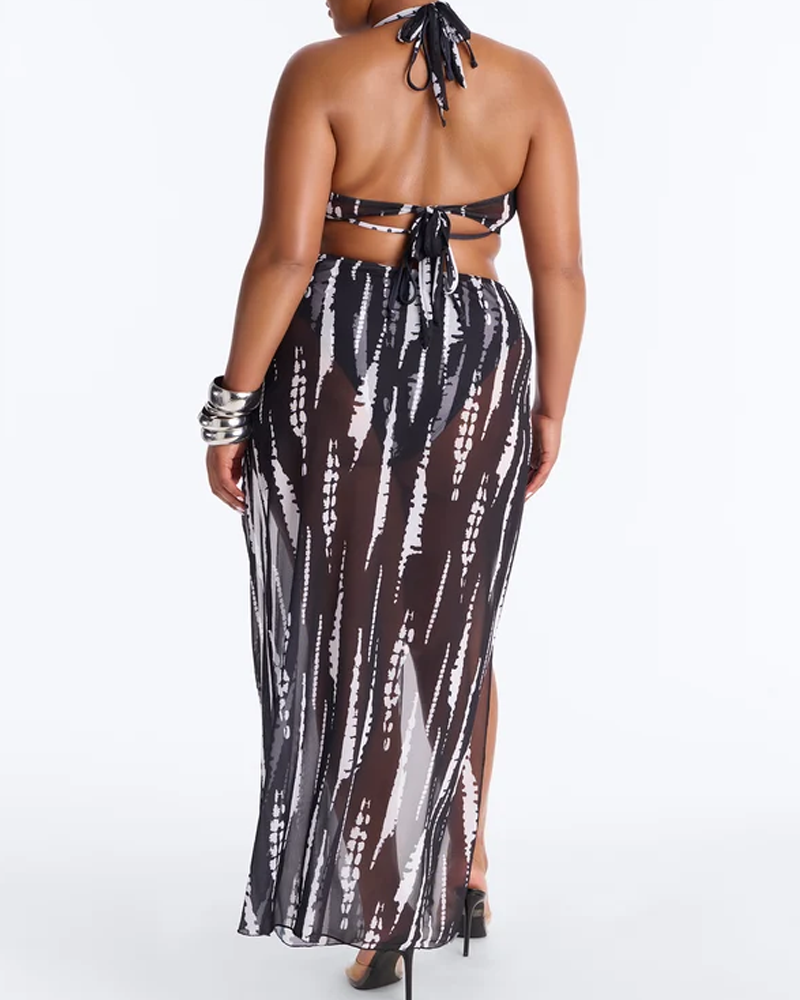 Sexy Bikini con Detalle de Anillo y Falda Maxi para Playa