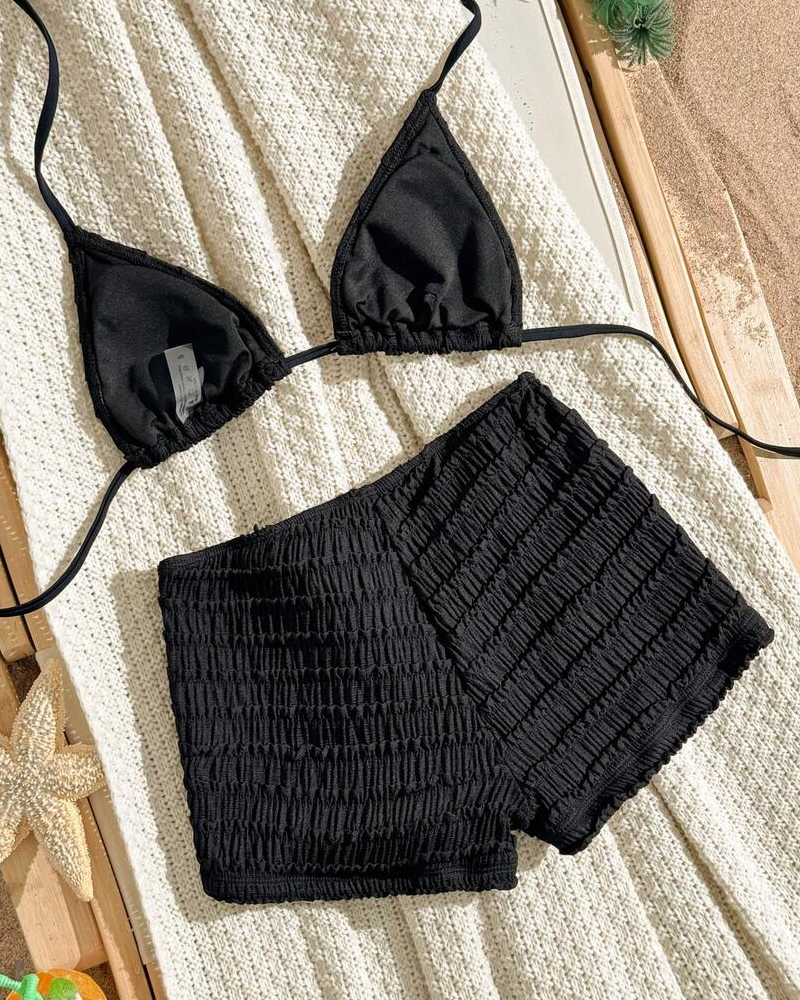 Conjunto de Bikini de Dos Piezas con Bordado de Estrella de Mar y Diseño Halter