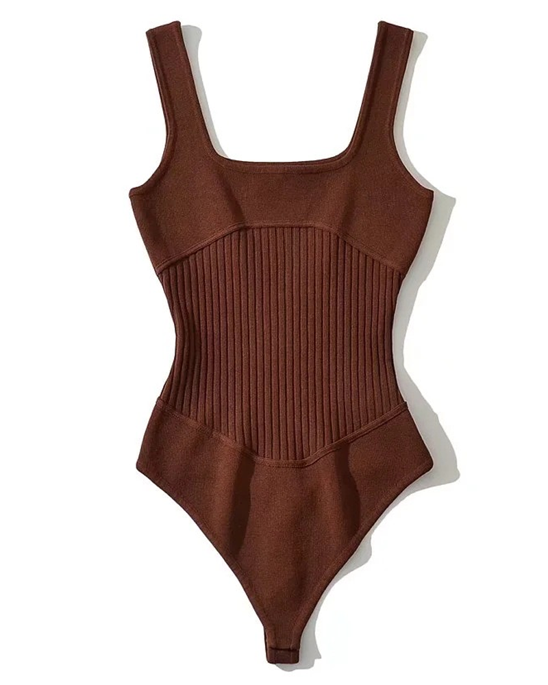 Leggings Ajustados de Tejido Elástico con Cuello en V y Sin Mangas