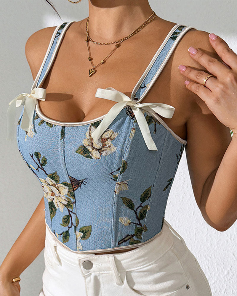 Chaleco Ajustado de Encaje con Lazo Estilo Francés para Mujeres - Cuerpo Modelador Sexy
