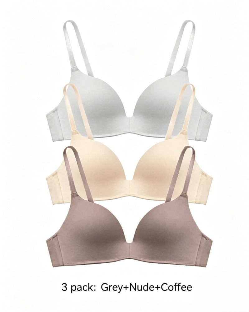 Set de 3 Sujetadores T-Shirt Sin Aros y Confortables con Escote en V