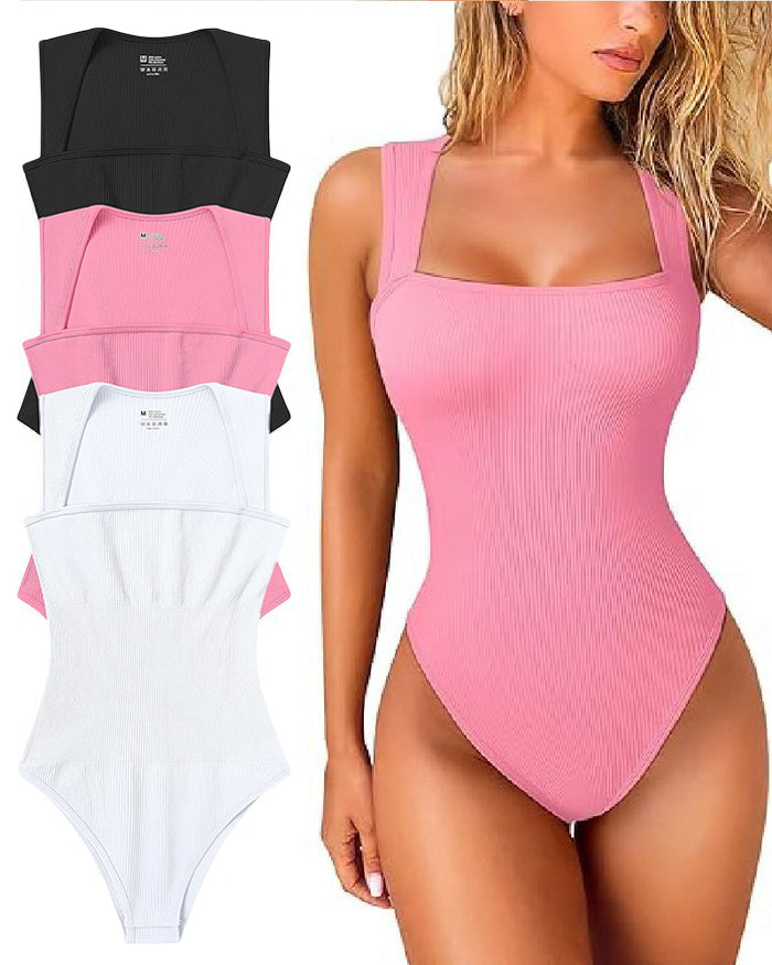 Body sin mangas de punto con escote cuadrado para mujer" can be rewritten as:

"Body sin mangas de punto con escote cuadrado femenino