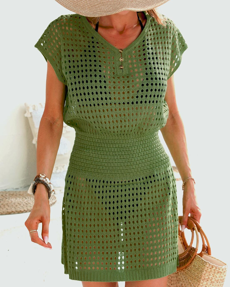 Vestido de Crochet con Abertura Ideal para la Playa