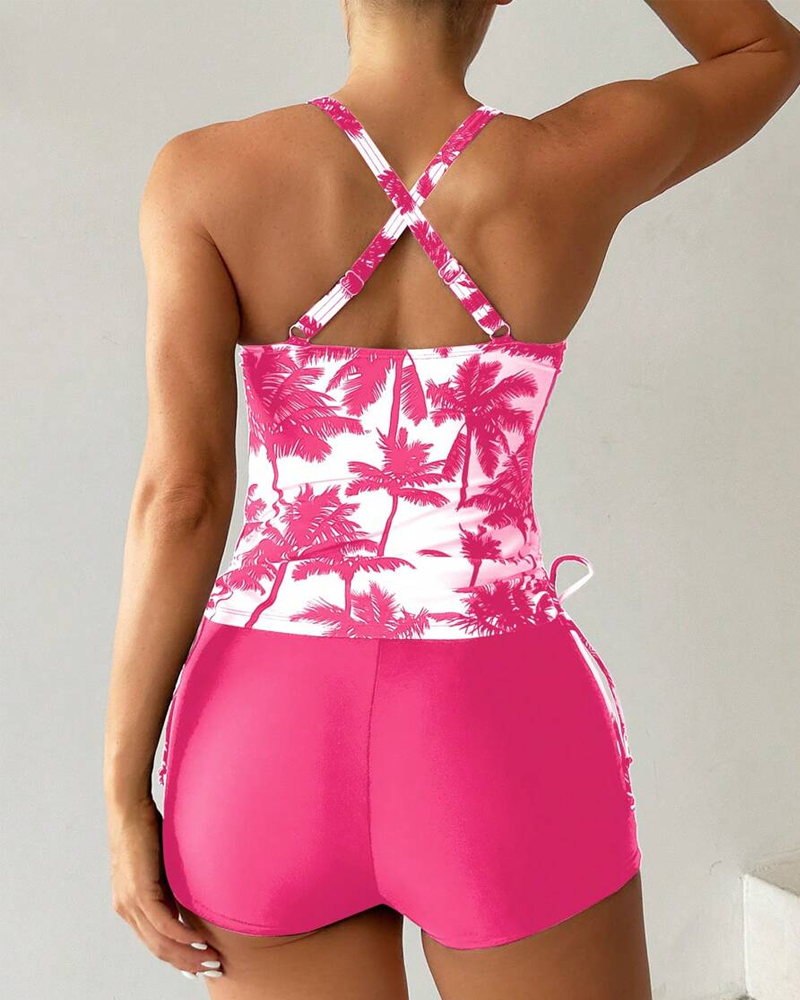 Conjunto de baño de dos piezas ajustado con tirantes y espalda al aire