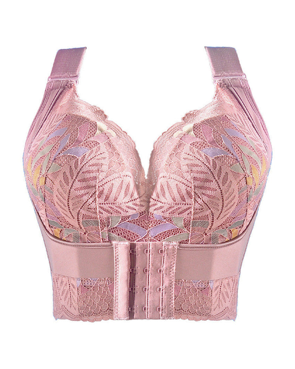 Brassiere Sin Aros para Mujer con Hebilla Frontal, Bralette Elevador, Lencería Transpirable Antisagging - Rosa