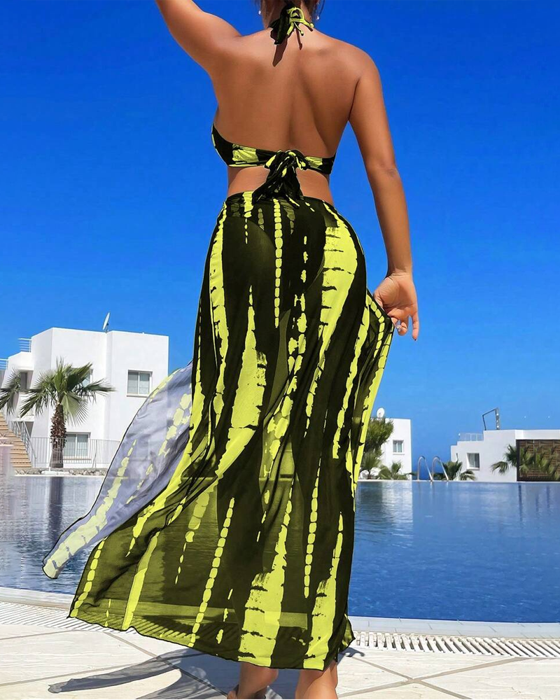 Sexy Bikini con Detalle de Anillo y Falda Maxi para Playa