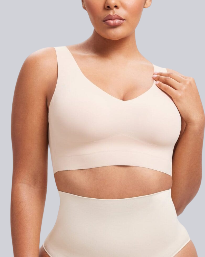 Floralshe® Sujetador Sin Costuras con Escote en Forma de V