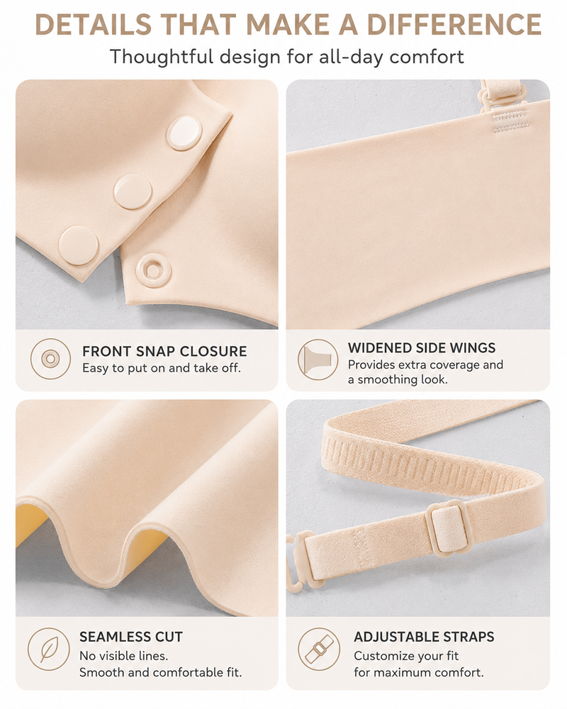 Brassiere Sin Hilos con Cierre Frontal y Tirantes Finos Ajustables