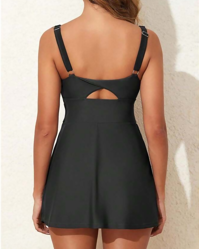 Traje de baño con control abdominal, pantalones cortos integrados y bolsillos
