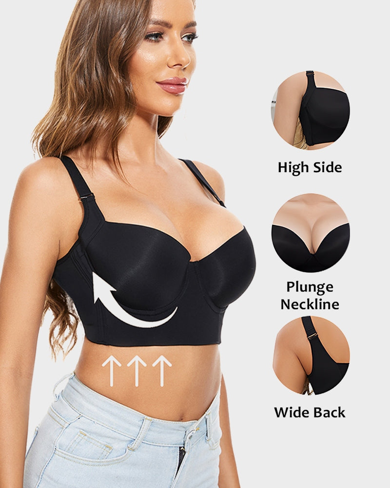 [Pack de 2] Sujetador Push Up de Alta Compresión con Copas Completas - Negro y Marrón