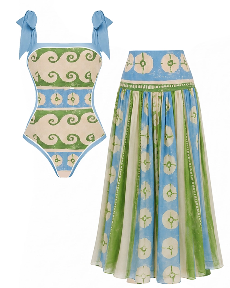Conjunto de Bañador Estampado con Tirantes Regulables