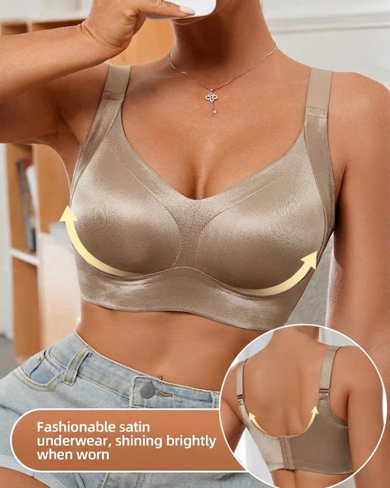 Sostén ajustable para mujer sin alambres, en color sólido, sin costuras, con efecto push-up y transpirable