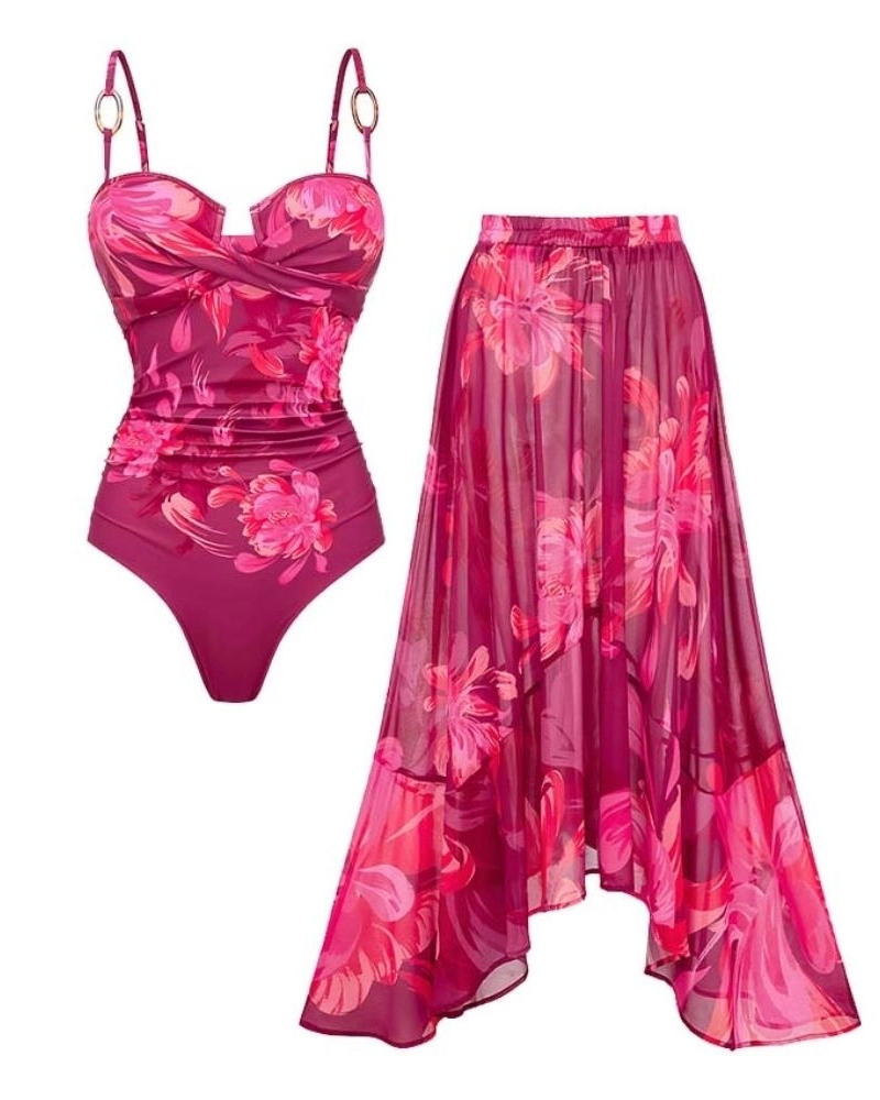 Traje de Baño de Una Pieza con Diseño Floral Abstracto