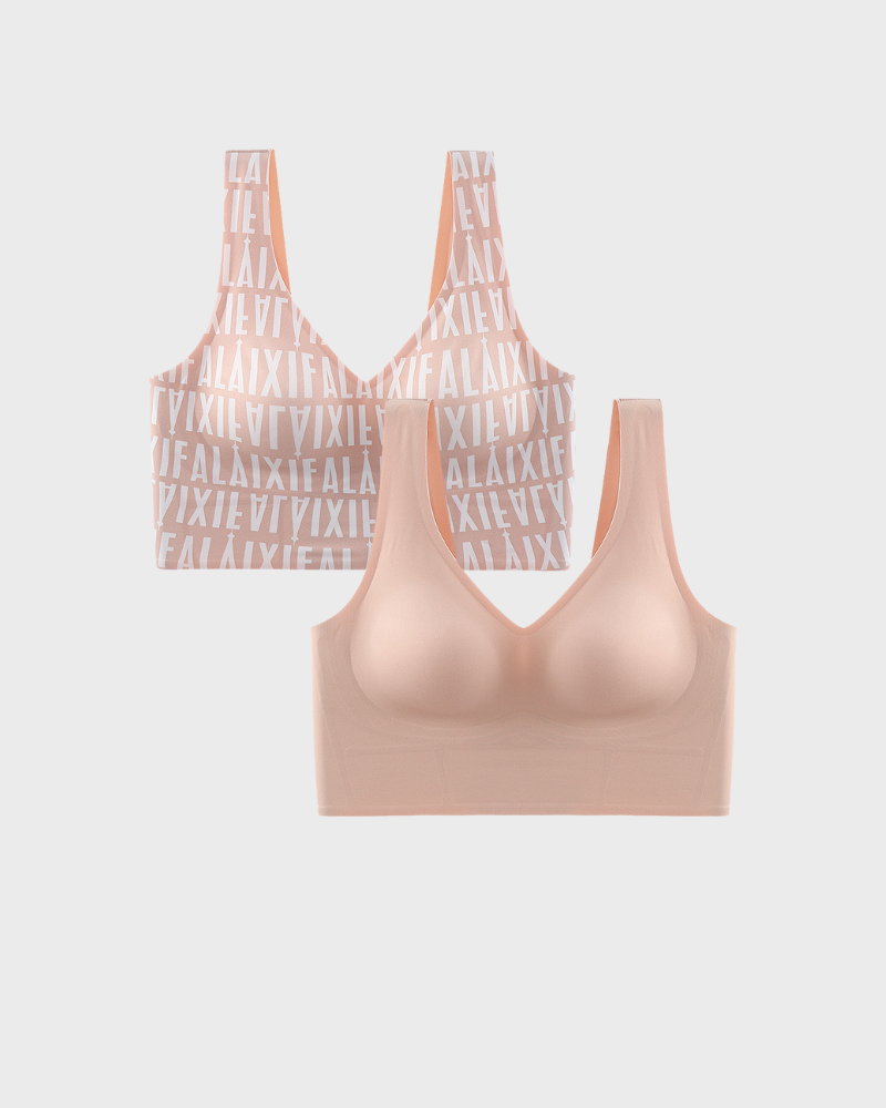 Floralshe® Sujetador Sin Costuras con Escote en Forma de V