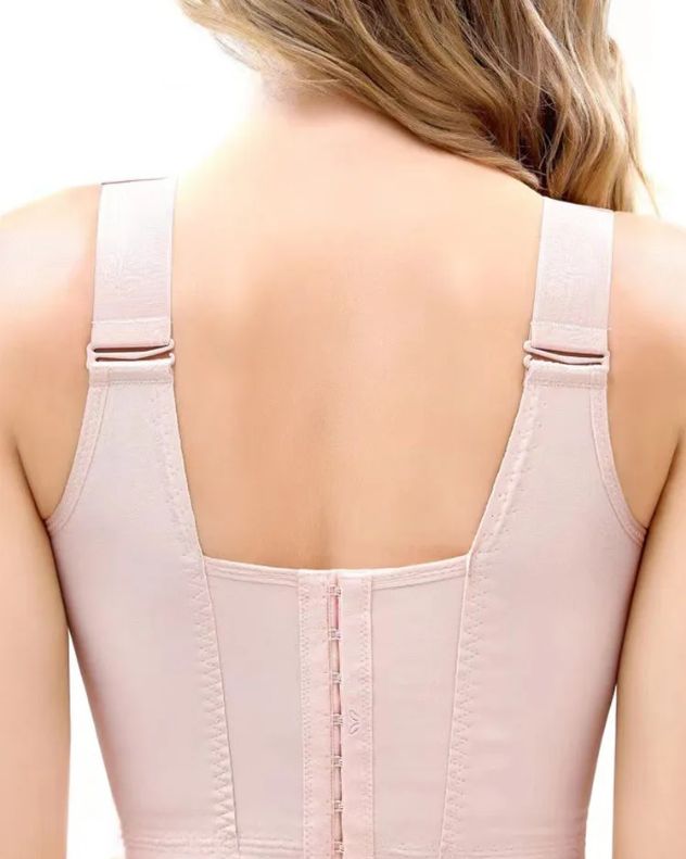 Sujetador Push Up de Copas Extendidas con Cierre Frontal y Tirantes Anchos para Damas