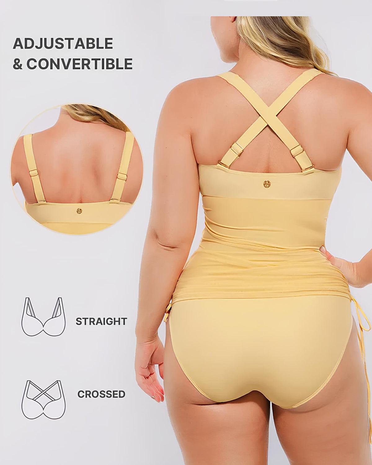 Traje de baño de una pieza con envoltura de malla elástica y escote en V