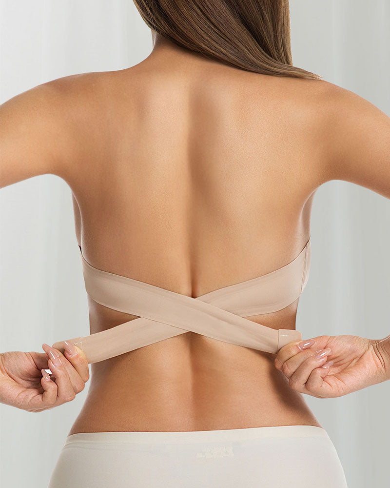 Sostén sin tirantes para mujer con hebilla lateral entrelazada