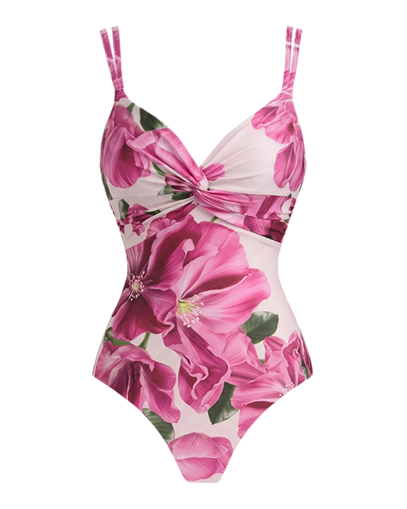 Elegante Conjunto de Traje de Baño Floral en Rosa