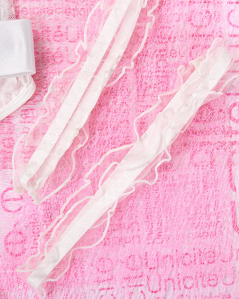 Body de encaje transparente con lazo y tirantes finos