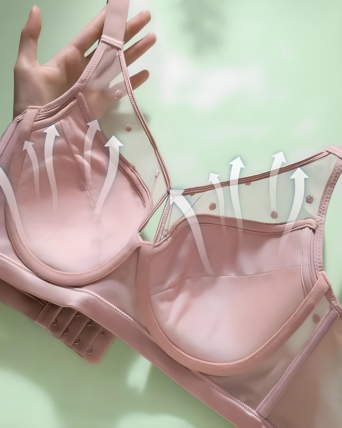 Sostén Push-up de Satén y Malla Transparente con Aros para Tallas Plus