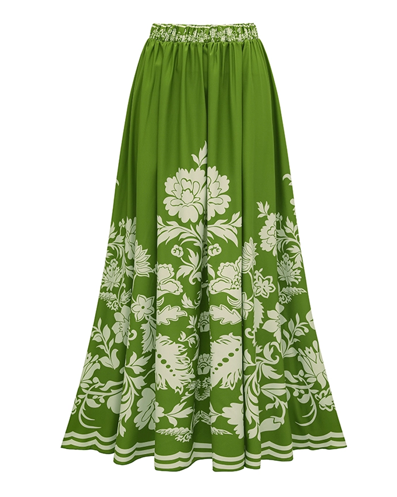 Conjunto de Baño Retro Verde con Volantes en Forma de V