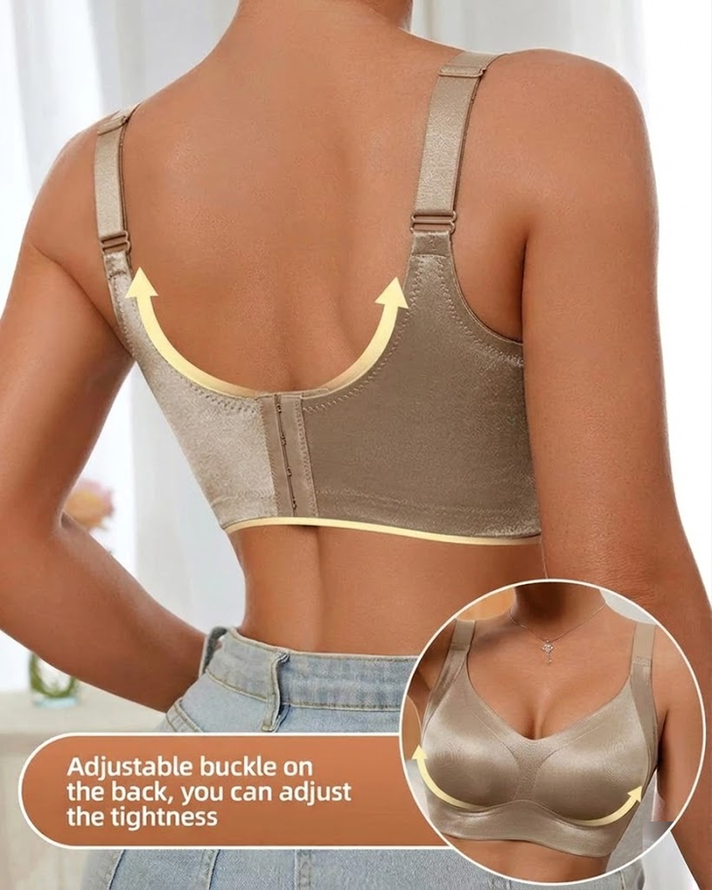 Sostén ajustable para mujer sin alambres, en color sólido, sin costuras, con efecto push-up y transpirable