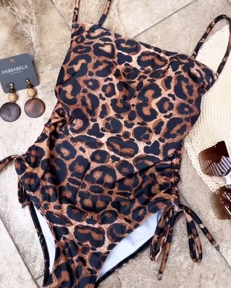 Sexy Bañador de Una Pieza con Estampado de Leopardo para Mujeres