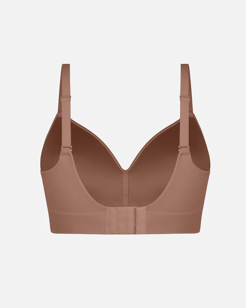 Brassiere sin alambres, acolchado, en color sólido, cómodo y sin costuras para mujer
