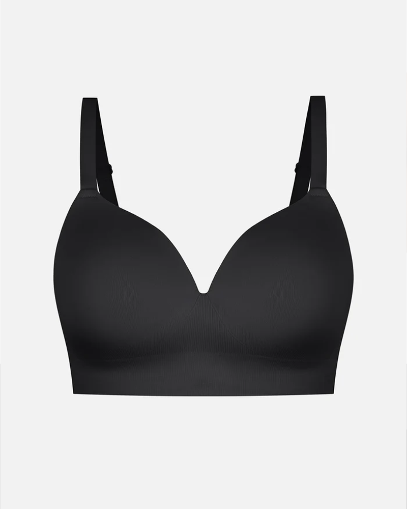 Brassiere sin alambres, acolchado, en color sólido, cómodo y sin costuras para mujer
