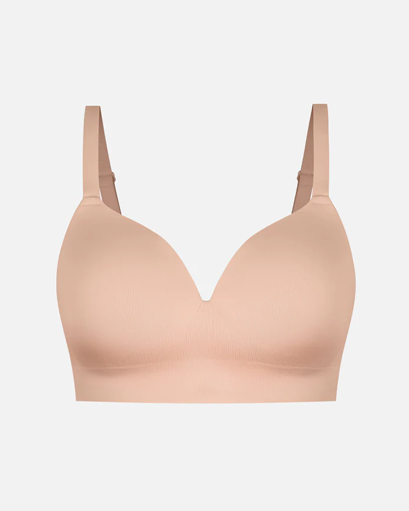 Brassiere sin alambres, acolchado, en color sólido, cómodo y sin costuras para mujer