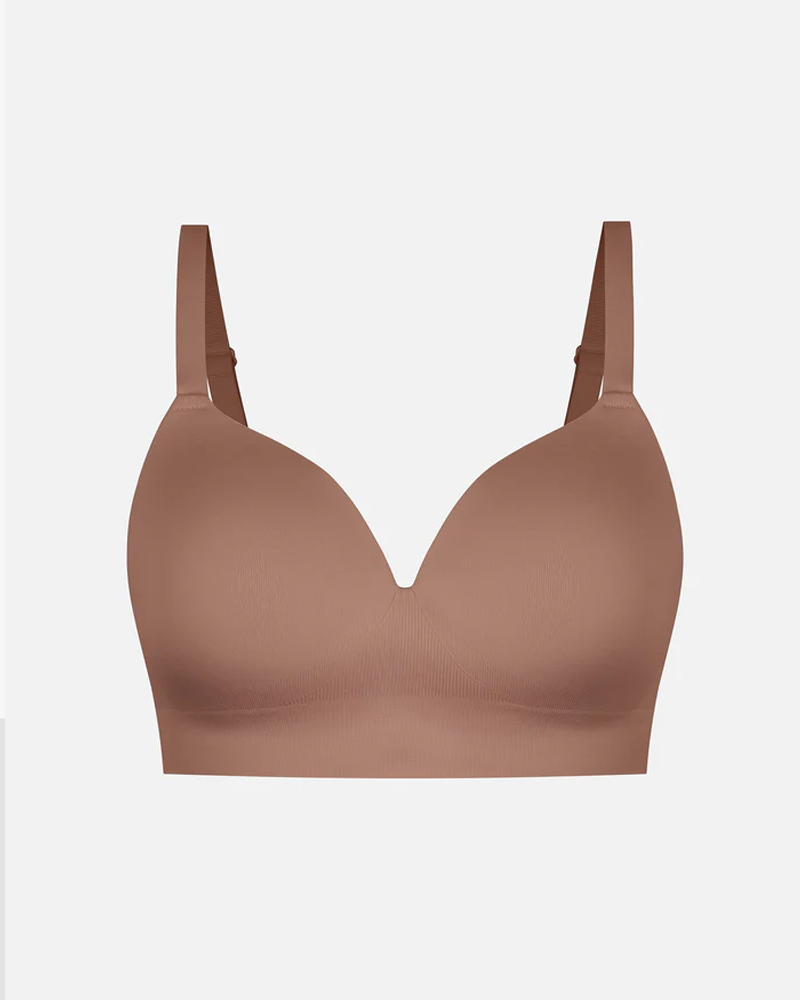Brassiere sin alambres, acolchado, en color sólido, cómodo y sin costuras para mujer
