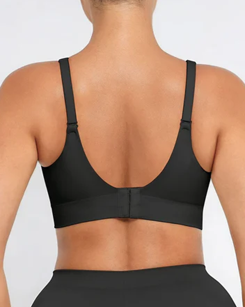Brassiere sin alambres, acolchado, en color sólido, cómodo y sin costuras para mujer