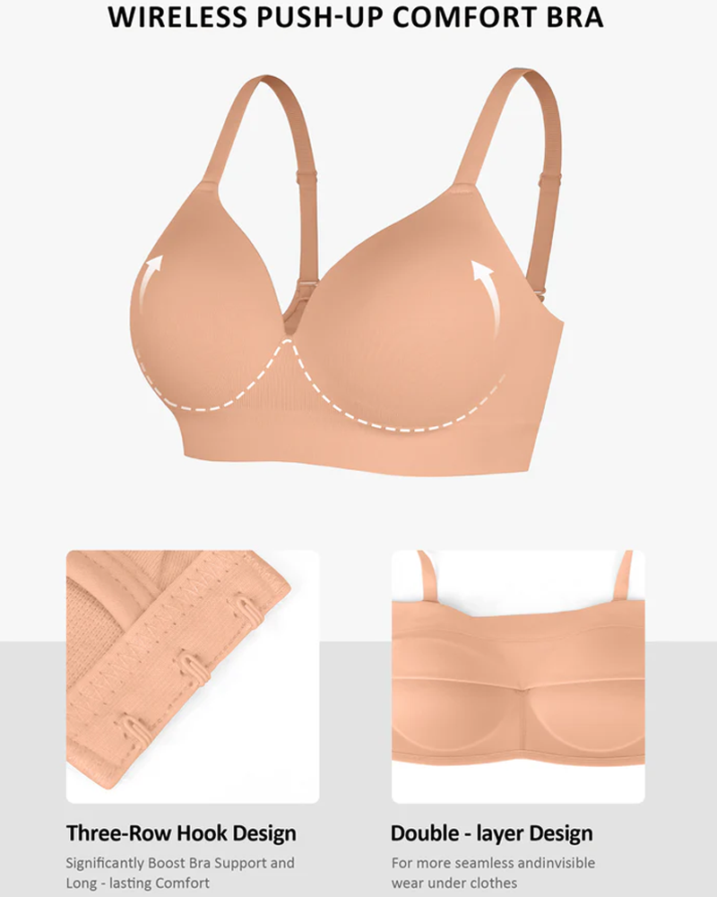 Brassiere sin alambres, acolchado, en color sólido, cómodo y sin costuras para mujer