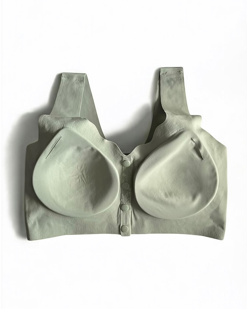 Sostén sin costuras con botón frontal y detalles de encaje para mujer