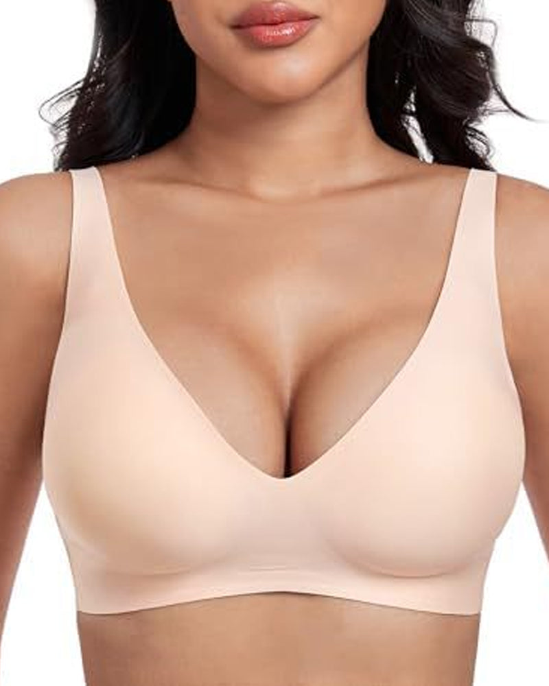 Sujetador Ajustable Sin Aros con Efecto Push-up y Escote Profundo para Mujeres