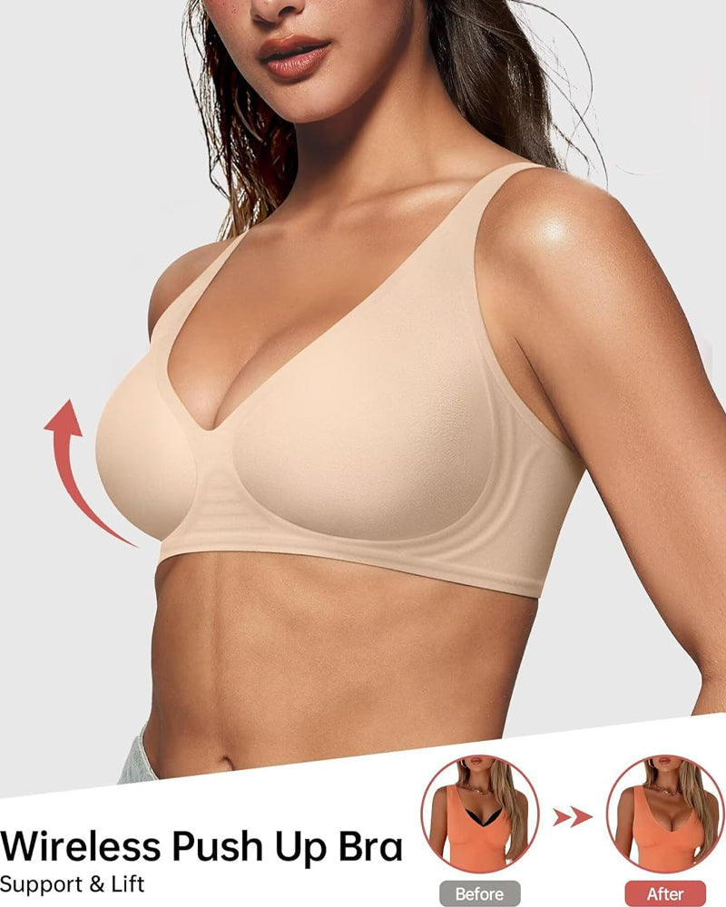 Sujetador Ajustable Sin Aros con Efecto Push-up y Escote Profundo para Mujeres