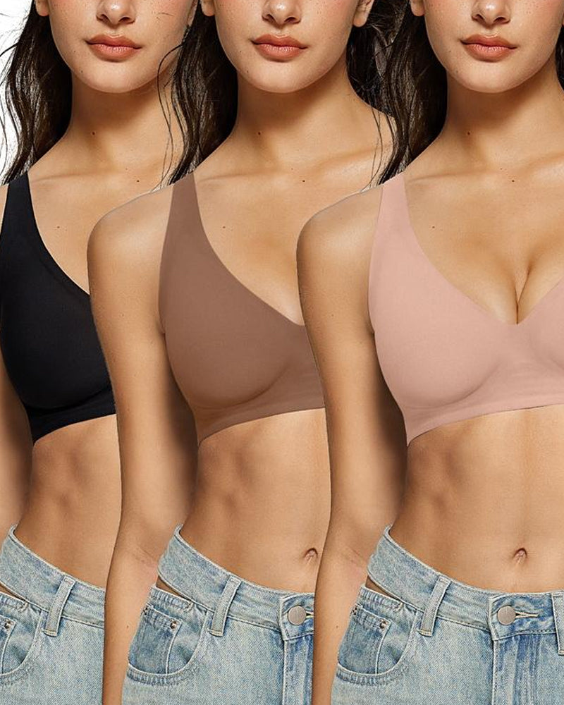 Sujetador Ajustable Sin Aros con Efecto Push-up y Escote Profundo para Mujeres