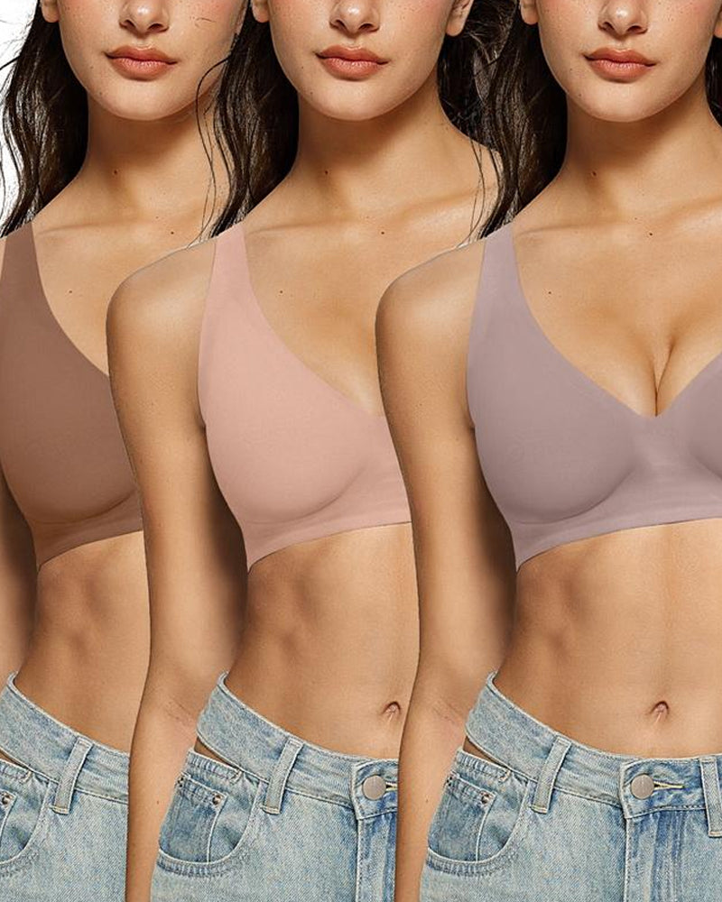 Sujetador Ajustable Sin Aros con Efecto Push-up y Escote Profundo para Mujeres
