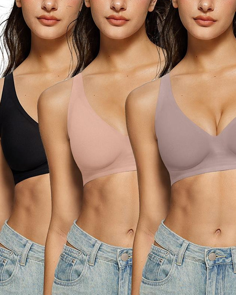 Sujetador Ajustable Sin Aros con Efecto Push-up y Escote Profundo para Mujeres