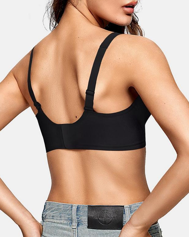 Sujetador Ajustable Sin Aros con Efecto Push-up y Escote Profundo para Mujeres