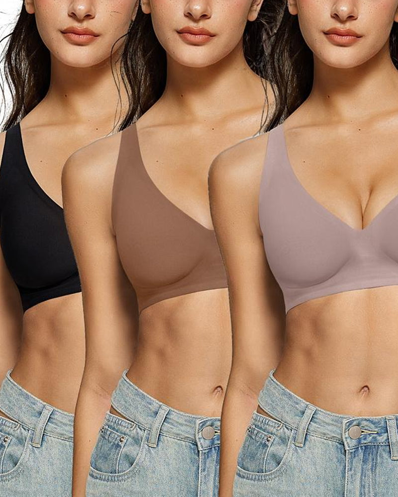 Sujetador Ajustable Sin Aros con Efecto Push-up y Escote Profundo para Mujeres