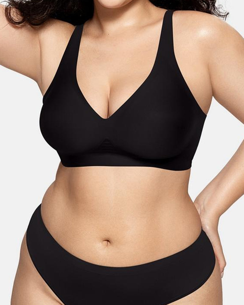Sujetador Ajustable Sin Aros con Efecto Push-up y Escote Profundo para Mujeres
