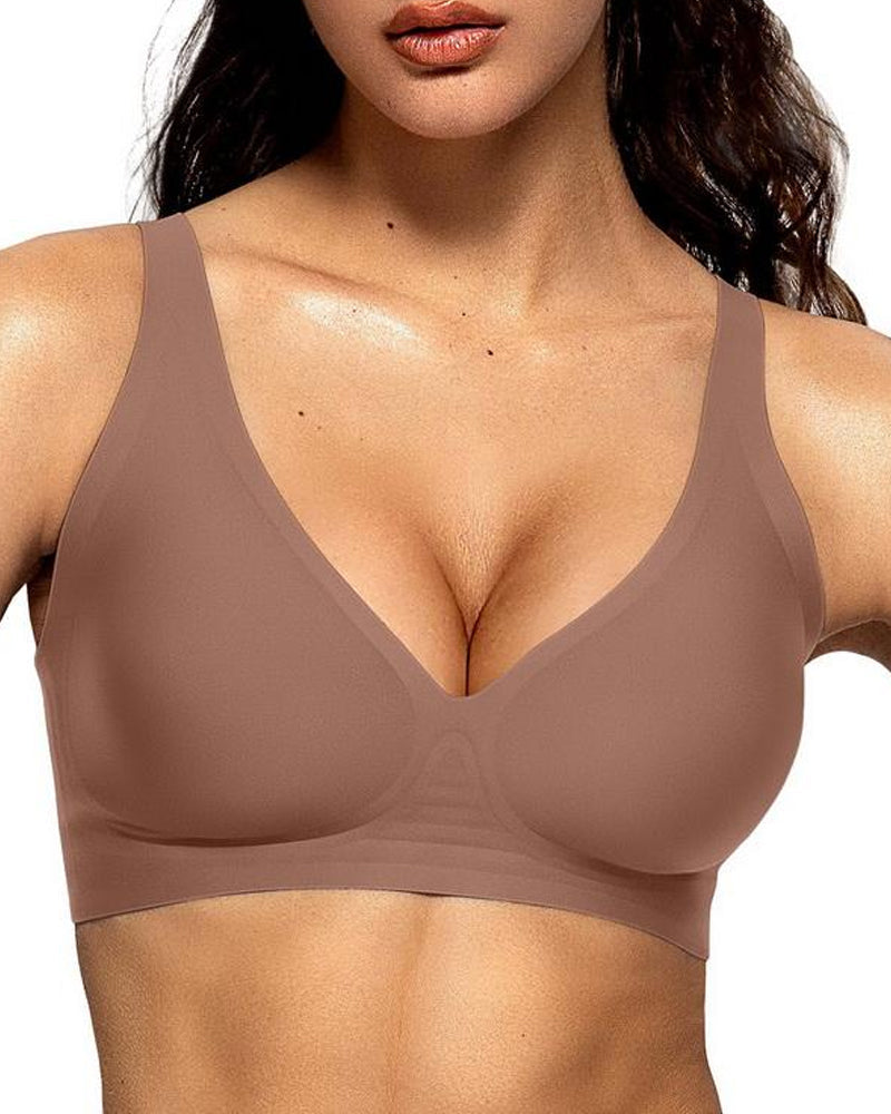 Sujetador Ajustable Sin Aros con Efecto Push-up y Escote Profundo para Mujeres